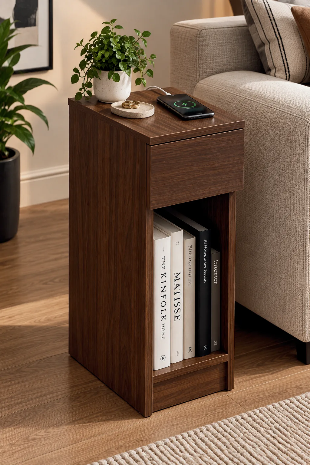 Çok Amaçlı Çekmeceli Yan Sehpa & Kitaplık — Oblavion Wood