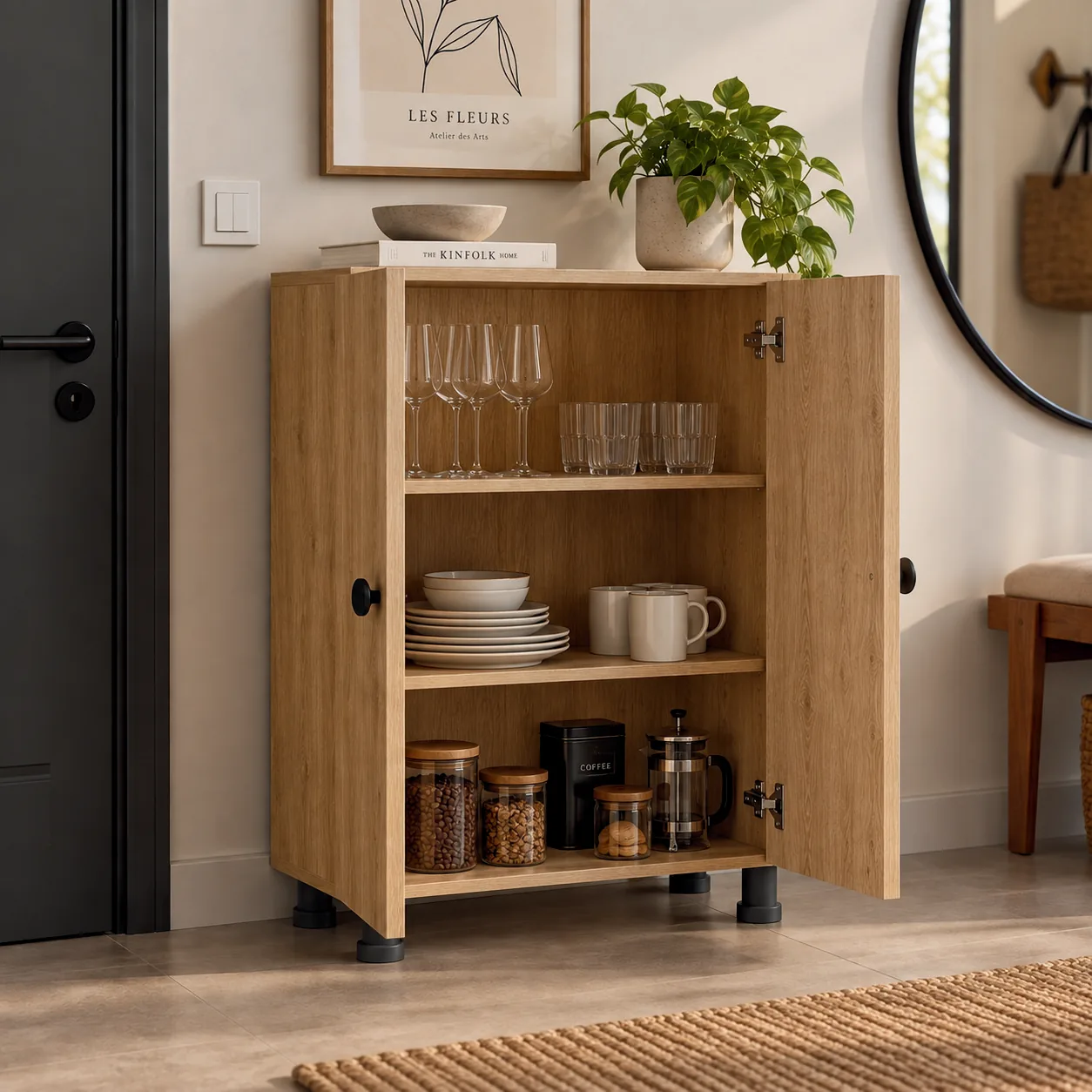 Çok Amaçlı Mutfak & Kahve Köşesi Dolabı — Oblavion Wood