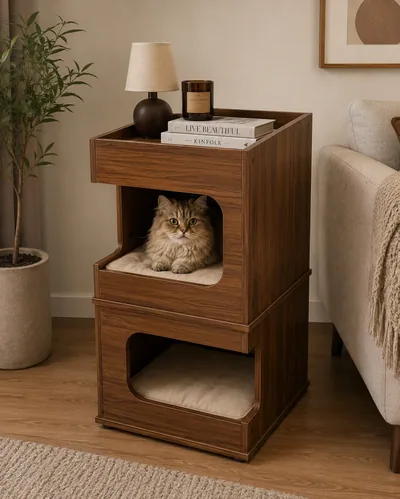 2 Katlı Modüler Kedi Evi