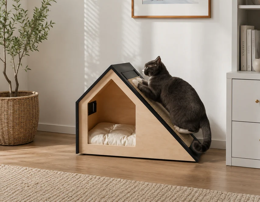 2'si 1 Arada Kedi Evi & Tırmalama Alanı — Pet Collection