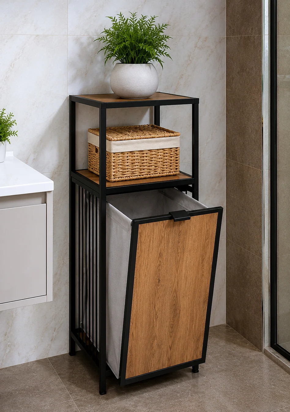 Dekoratif Çamaşır Sepeti & Banyo Düzenleyici — Oblavion Wood